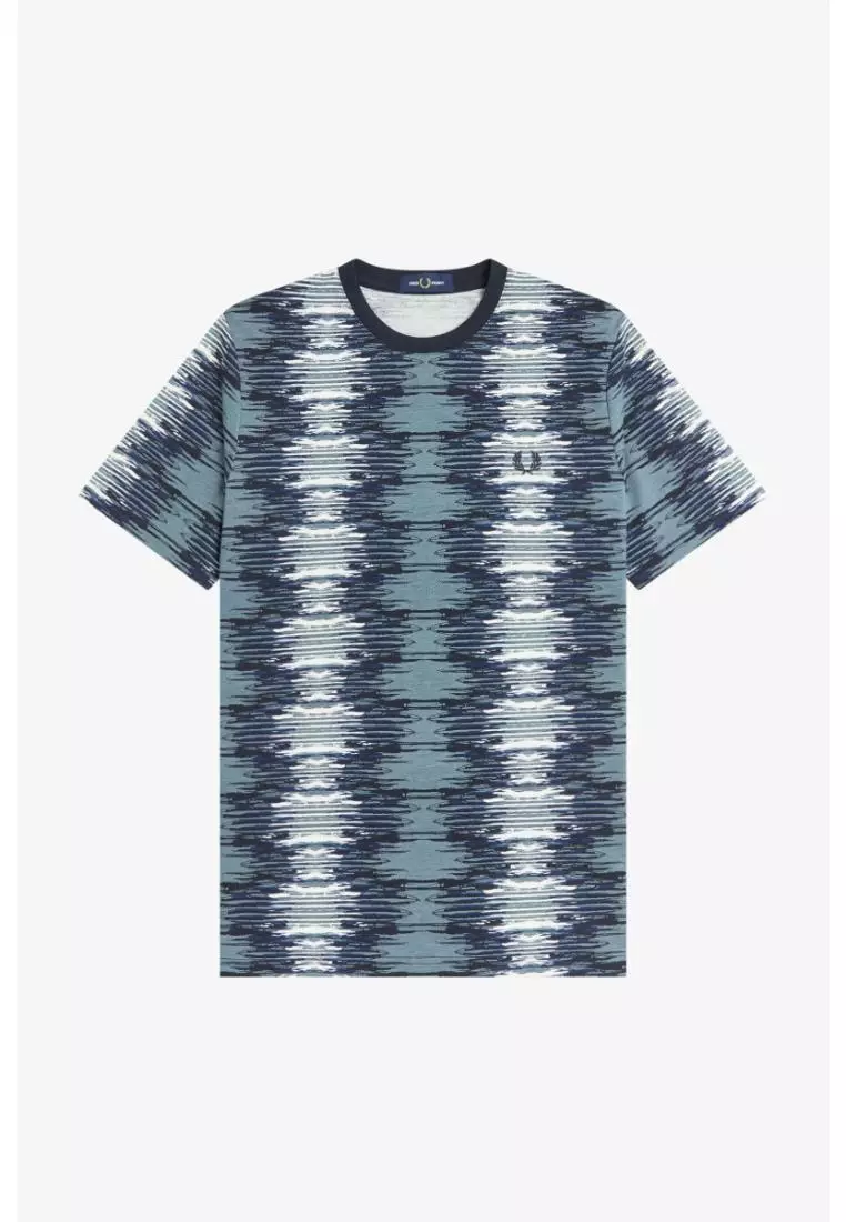 Fred Perry M1756 Soundwave Glitch T-Shirt (Stockport Blue)