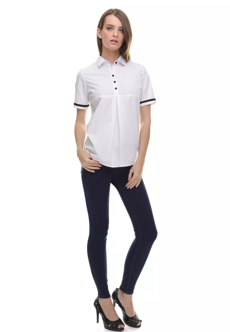 LGS - Regular Fit - Kemeja Wanita - Kancing Atas - Putih