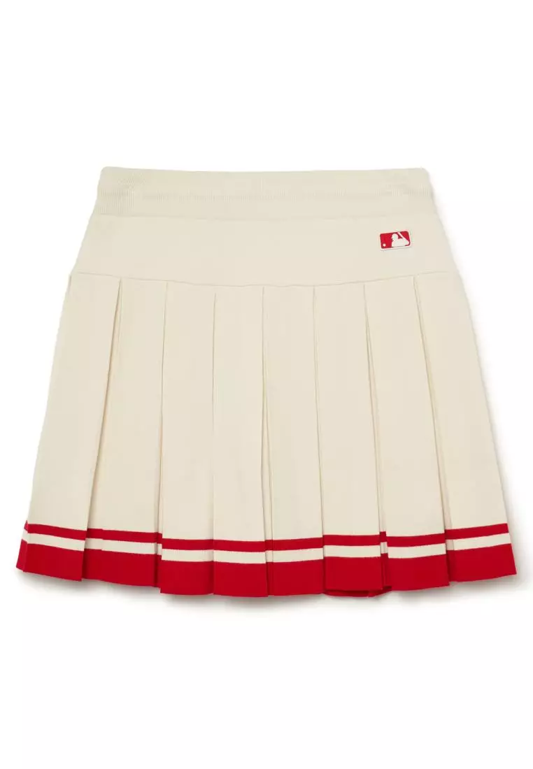 WOMEN’S CLASSIC SPORTS STRIPE KNIT PLEATS SKIRT BOSTON RED SOX