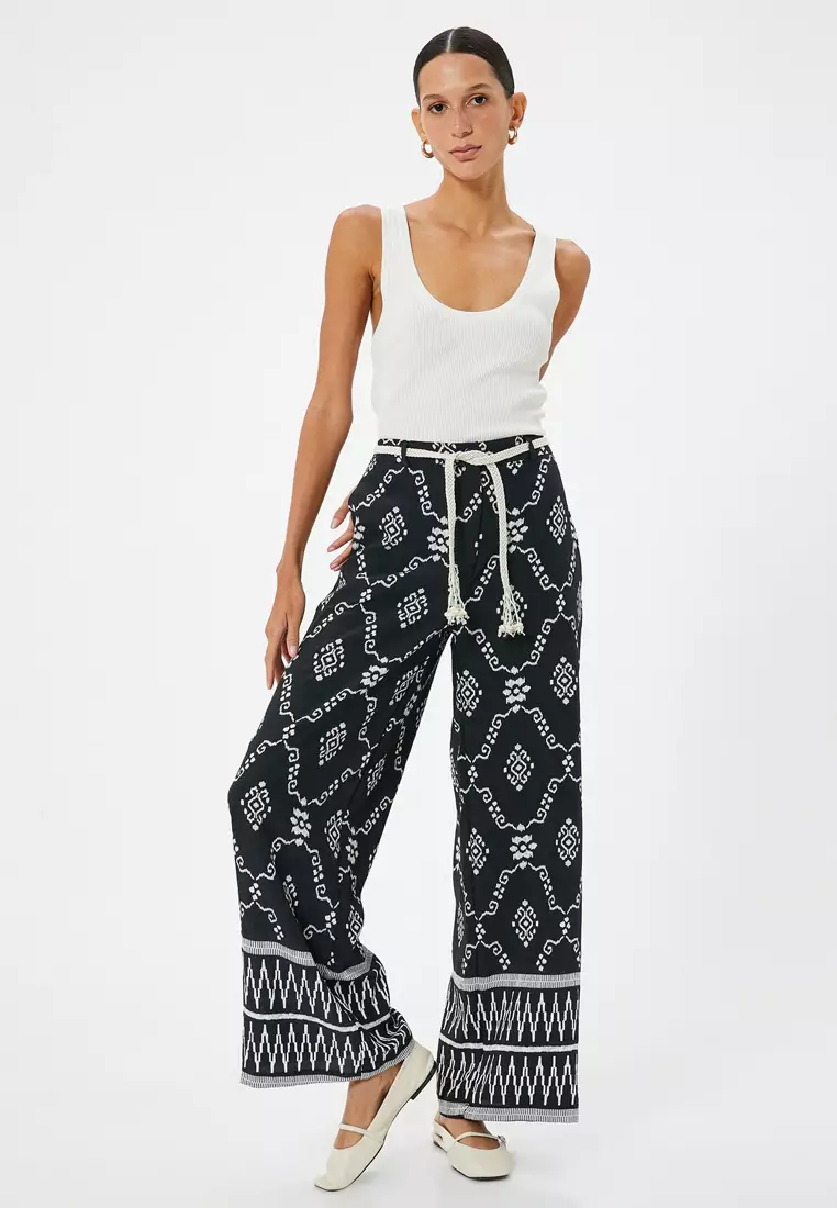 Printed Wide Leg Trousers