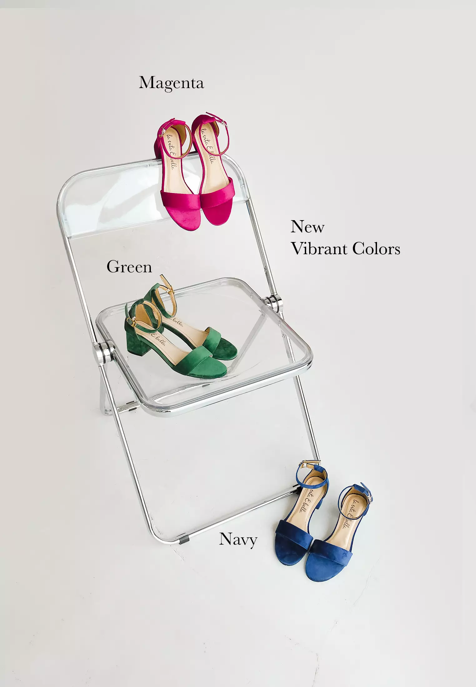 Blanche Ankle Strap Sandal Block Heels Wanita Suede Velvet