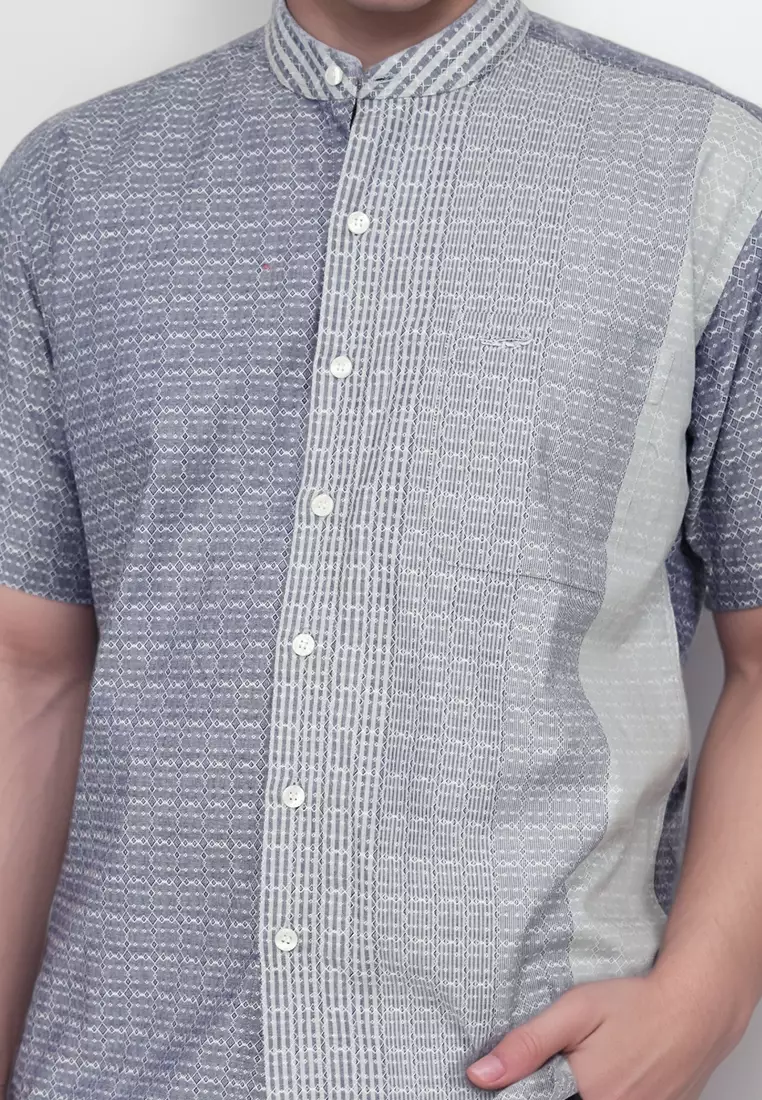 Crocodile KOKO Katun | Lengan Pendek Corak Kontemporer Kemeja | Relax Fit 1166