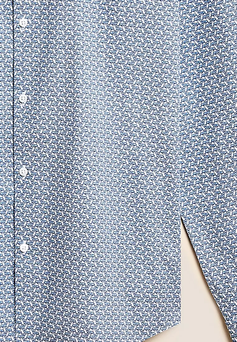 Slim Fit Cotton Rich Stretch Tiger Shirt