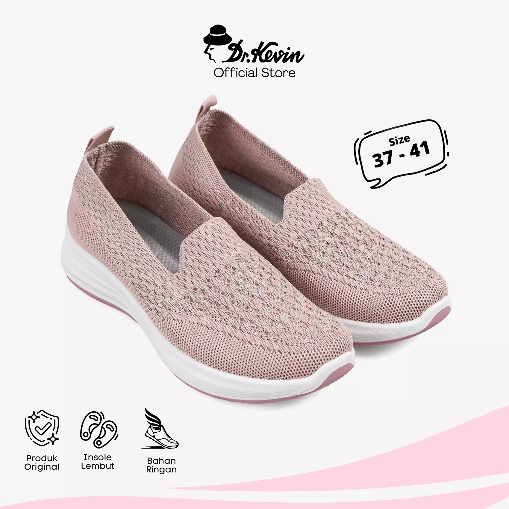 Dr. Kevin Sepatu Olahraga Sport Wanita Sneakers Rajut Slip On 559-013