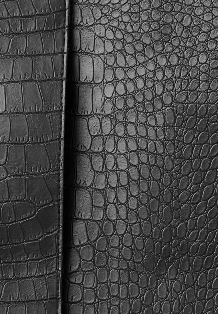 Croc-Effect Faux Leather Jacket