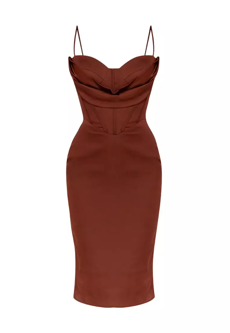 Milan Corset Cowl Midi Dress