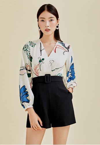 Jual Love Bonito Paloma Belted Contrast Romper In Flora Reverie
