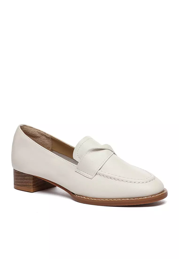 Pleated Strap Leather Loafers TH138-1