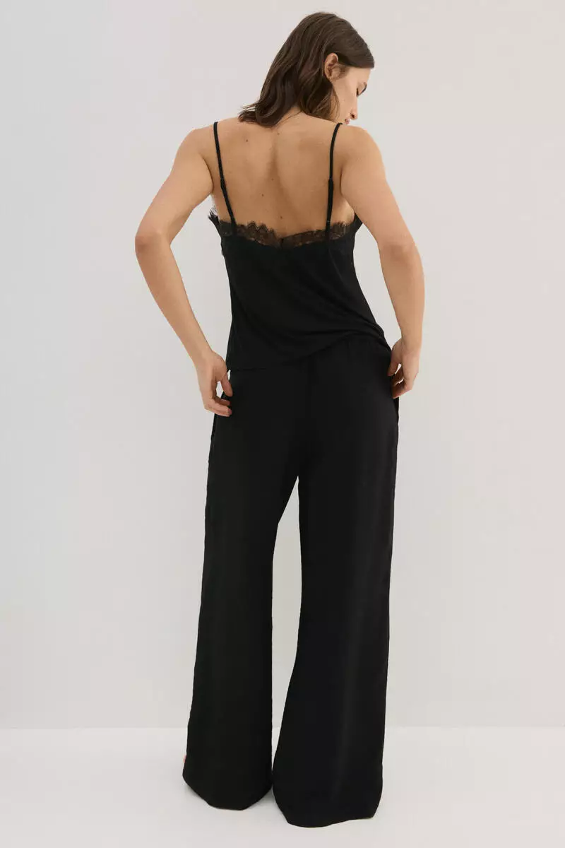 Viscose-blend drawstring trousers