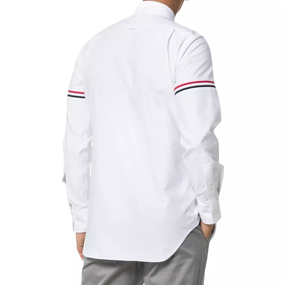 Oxford Seamed Elastic Stripe Classic Shirt White