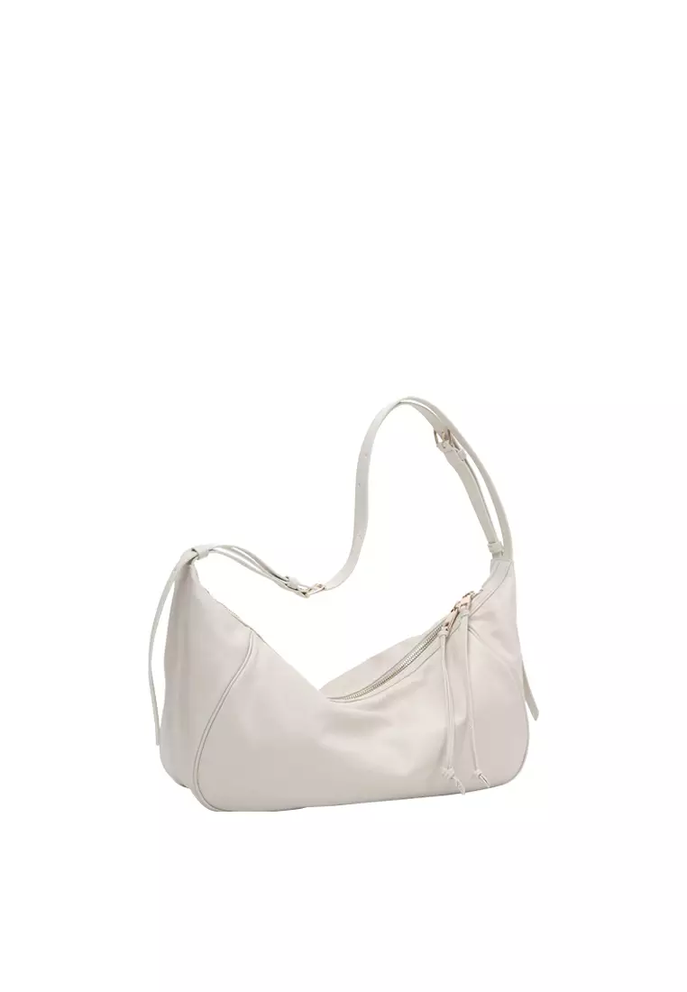Ursula V11 2-Way Drape Hobo / Crossbody Bag - Cream Beige