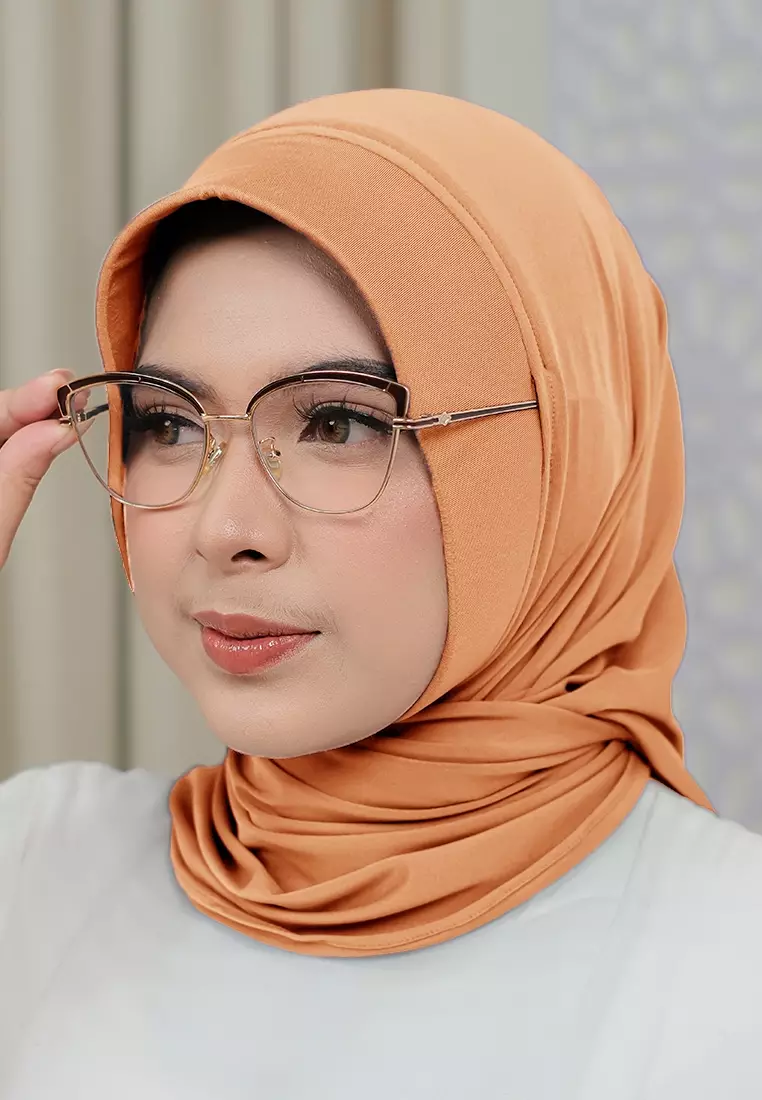HIJAB INSTAN SOFTPAD AMEENA - SOFT ORANGE