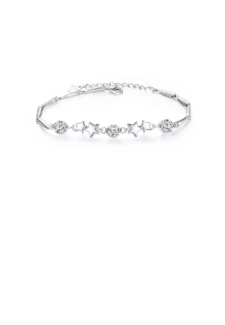 Buy Glamorousky 925 Sterling Silver Fashion Simple Star Bracelet