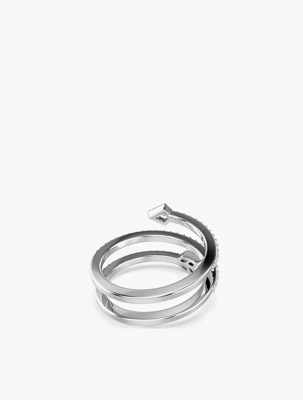 Idyllia motif ring, Mixed cuts, Arrow, White, Rhodium plated