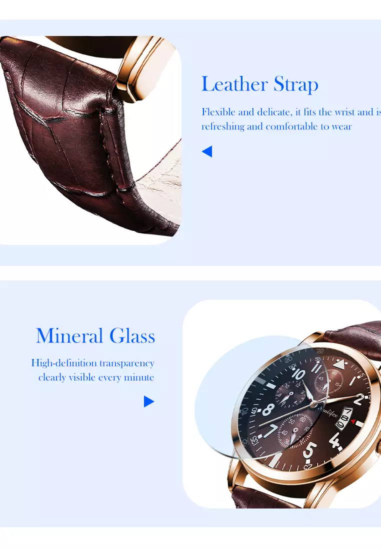 Jam Tangan Pria 7004 Original Anti Air Kuarsa Tali Kulit Jam Tangan Cowok brown