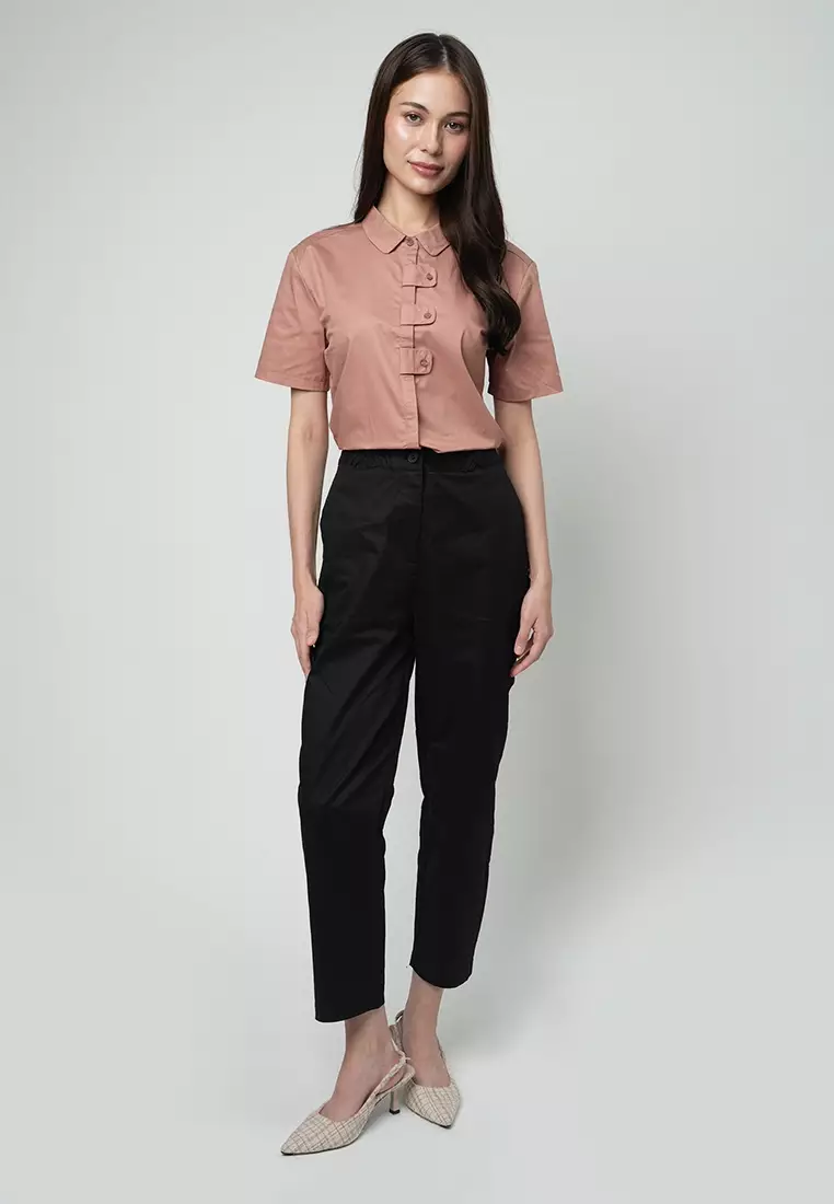 Kailee Relaxed Pants with Criss-Cross Waistband Detail
