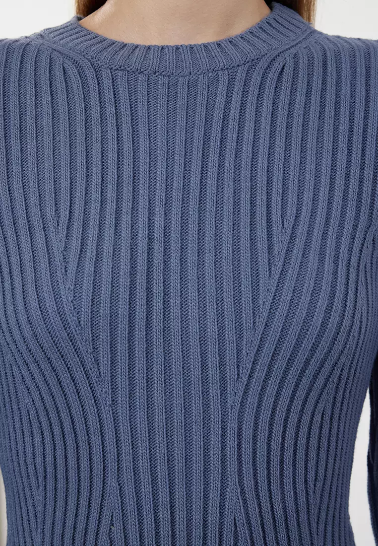 Indigo Mini Knitwear A-Line Form Dress TWOAW25EL00030