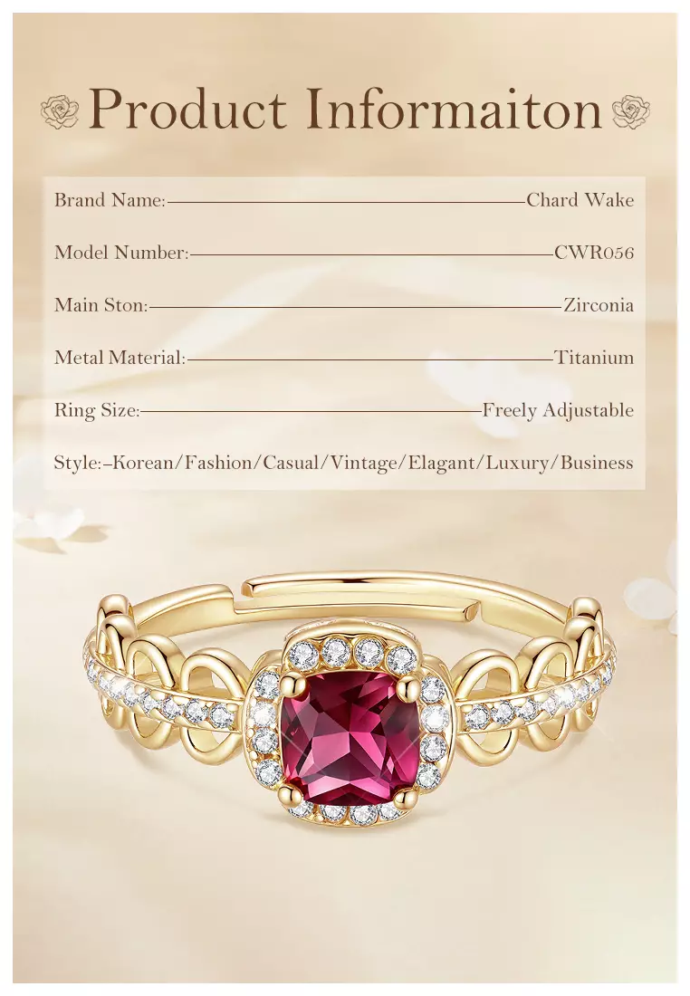 Cincin Wanita Berlian Batu Permata berwarna merah muda Korea Fashion Cewek Tunangan Rings Anti Pudar