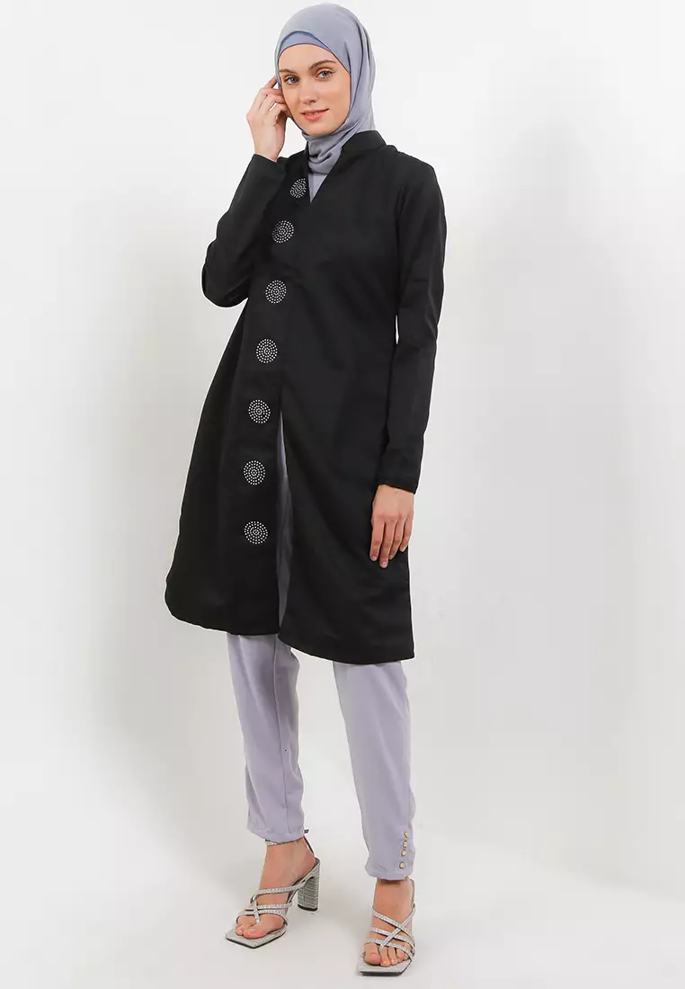 Denika Tunic In Black W/ Swaroski Accent