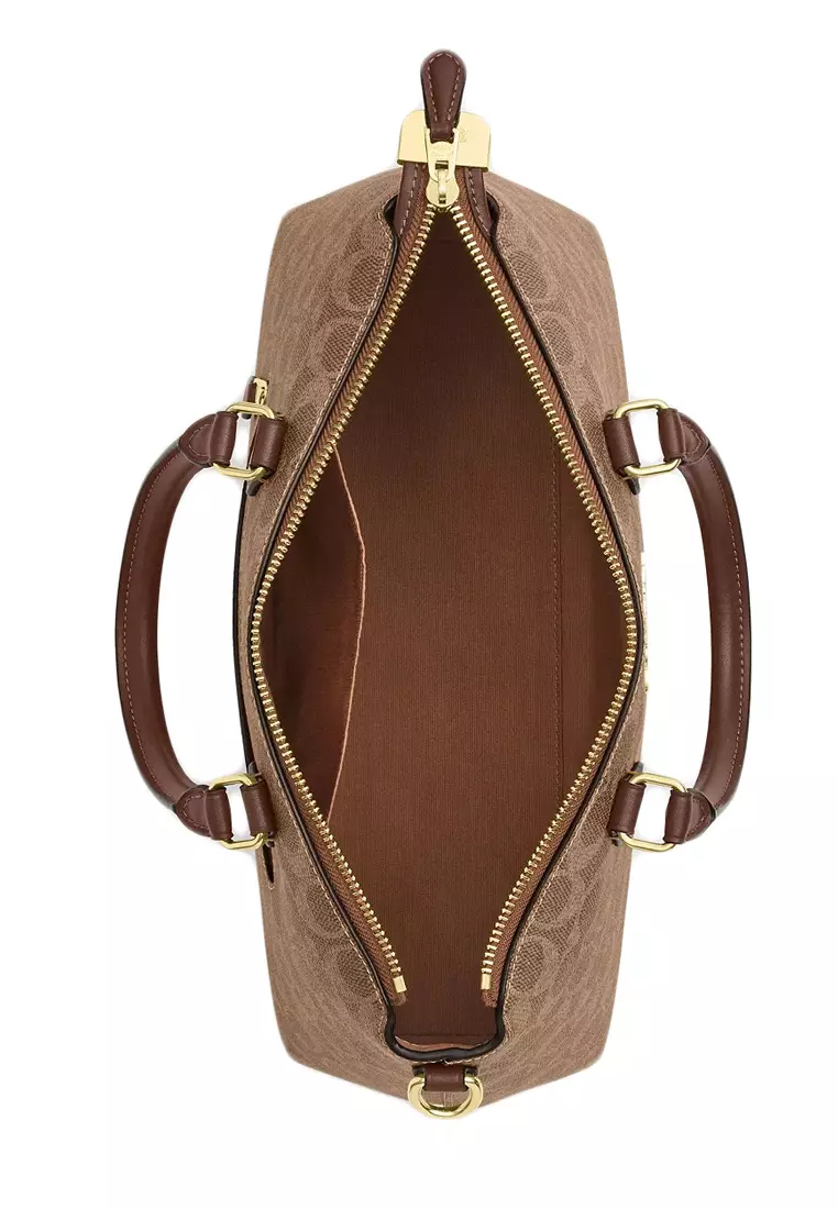 Georgia Satchel Bag In Signature Canvas - Tan/Brown