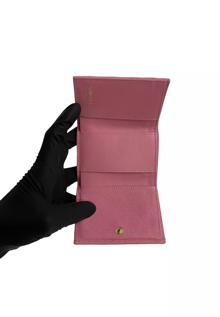 Pre-Loved Chanel Quilted Caviar Boy Flap Compact Wallet