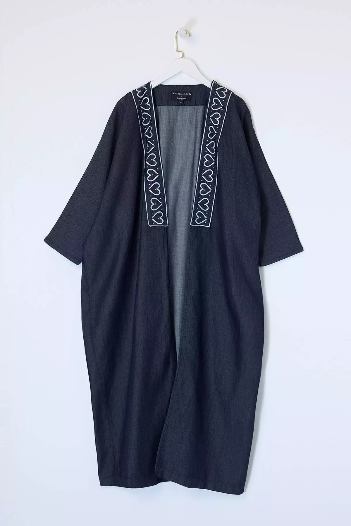 Nasiba Hafiz X Trendyol Collection Blue Embroidery Detailed Denim Abaya Tctss26Kf2