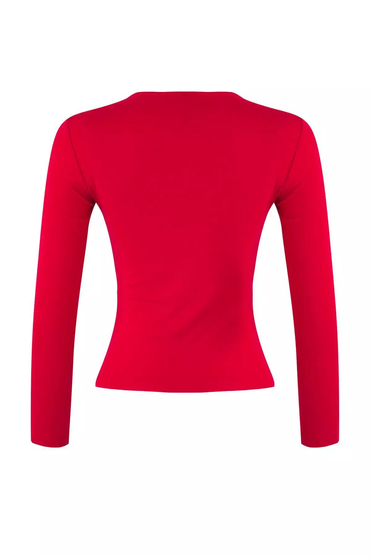 Red Cut Out Detailed Body-Smoothing Soft Touch Flexible Knitted Blouse Twoaw26Bz00126