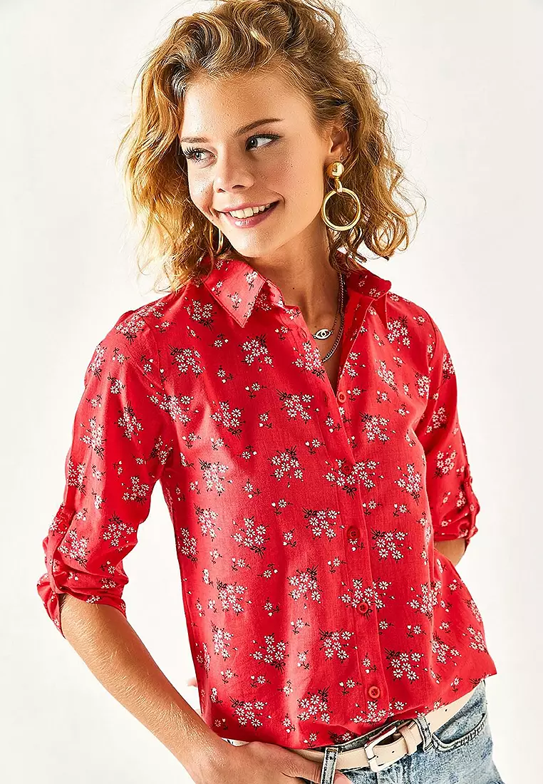 Folded Sleeve Linen Shirt