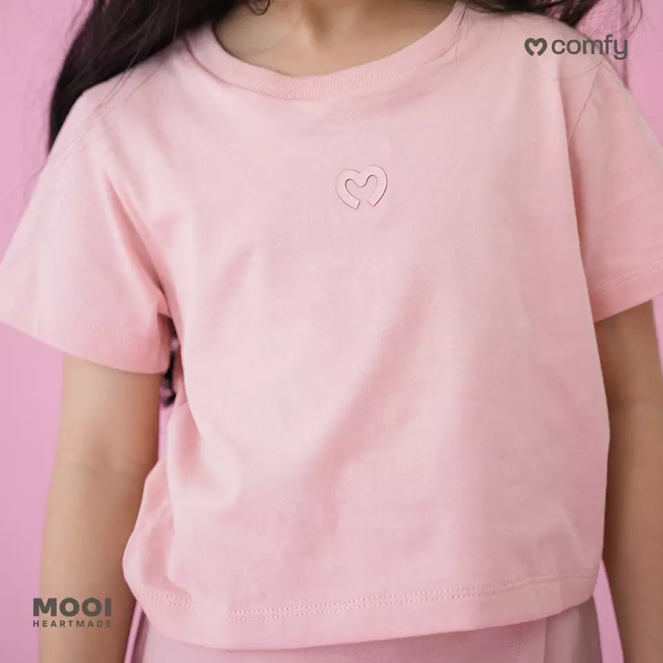 Mooi Kaos Anak Perempuan Comfy Girls Crop T-shirt - Sky Blue