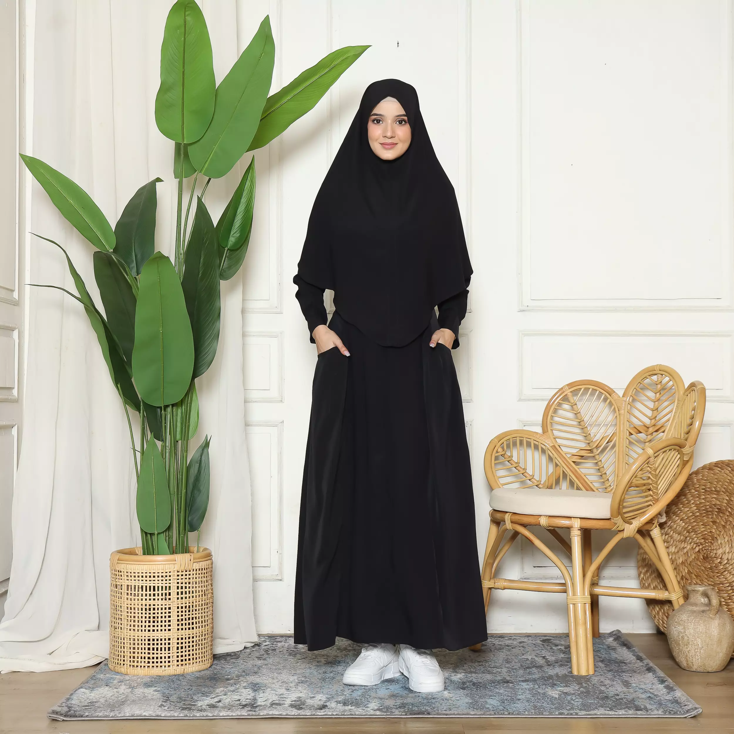 Gamis Abaya Hitam Wanita Abaya 01 Black