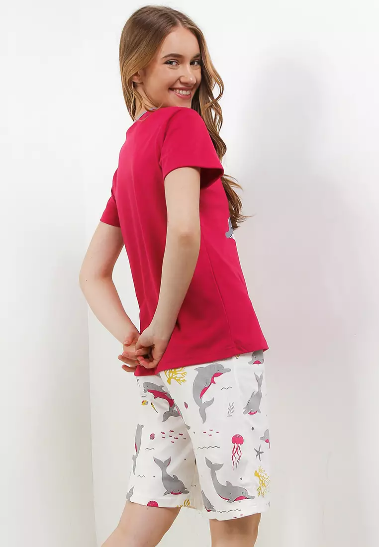 Pyjama Baju Tidur  Short Sleeve Short Pants Sleepwear