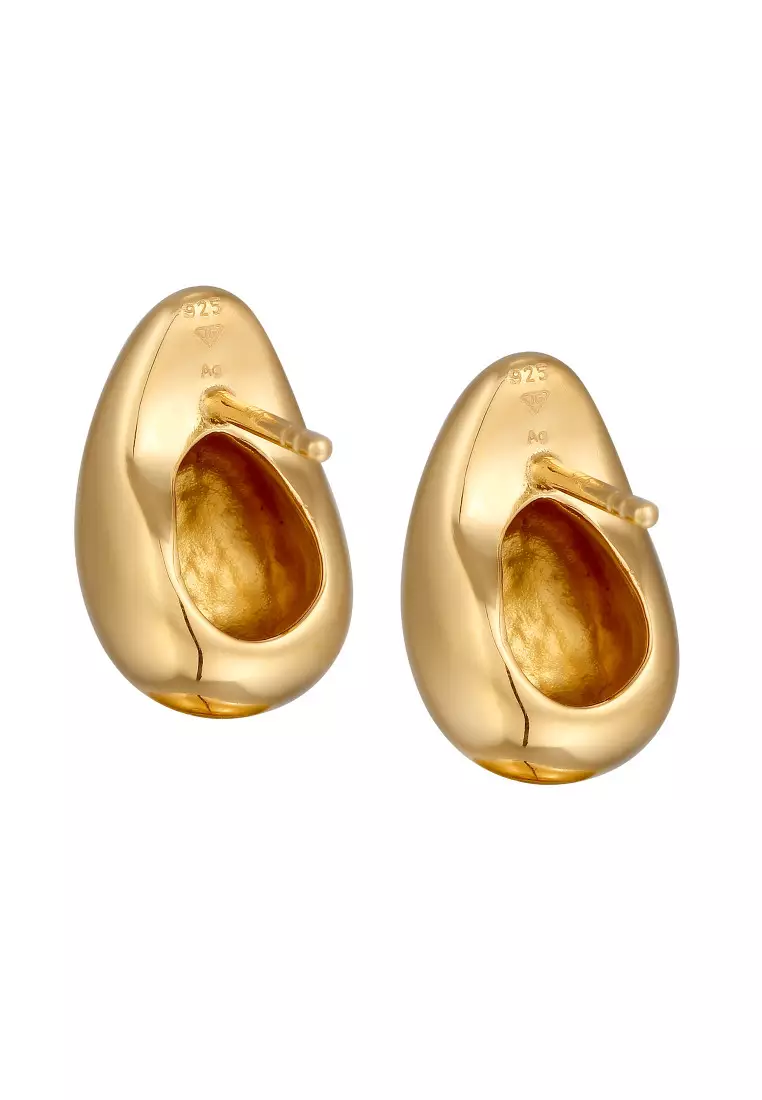 Anting Perhiasan Perak 925 Wanita Drop Chunky Gold Plated