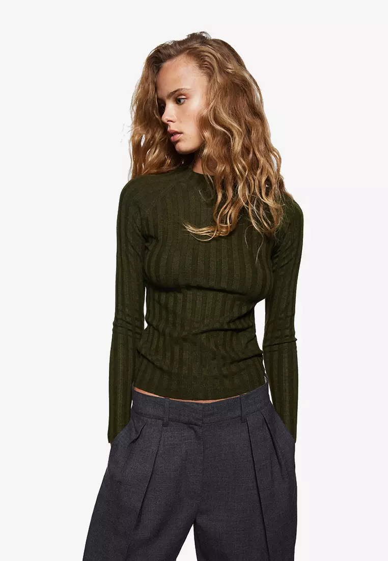 Buy Mango High Collar Ribbed Knit Sweater 2024 Online