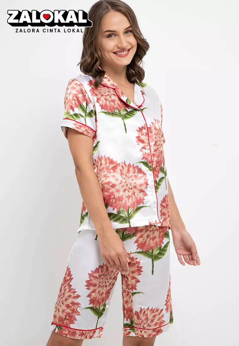 Jual Anne Wintours Pyjama Pijama Satin Silk Short Sleeve Short
