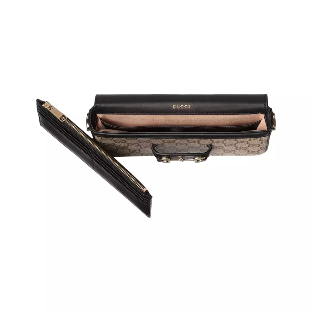 Horsebit 1955 Soft Small Shoulder Bag Supreme Black Beige Ebony