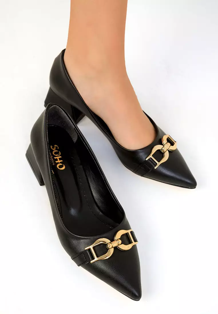 Classic Black Women's Heeled Shoes - 19546