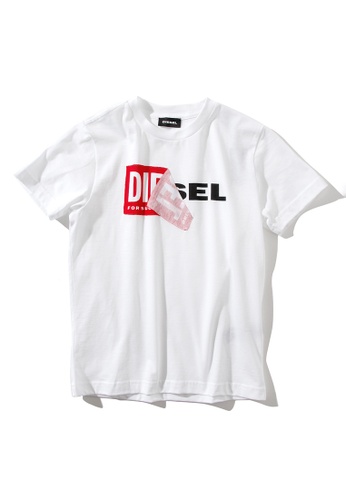Diesel white Short-sleeved T-shirt with logo 8D245KAA0D8277GS_1
