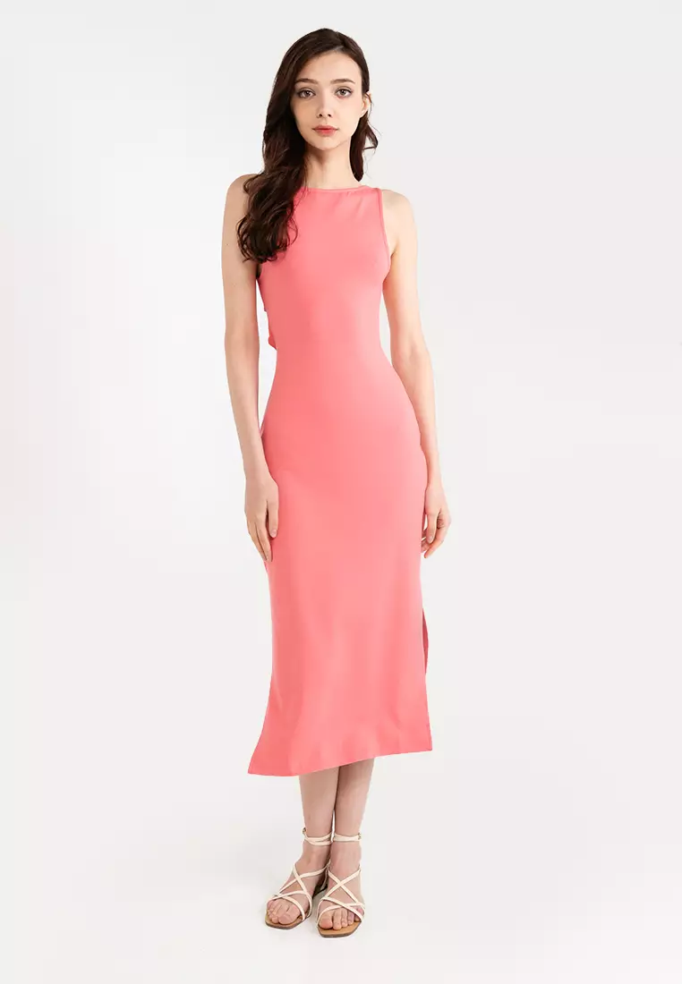 Jersey Twist Back Midi Dress