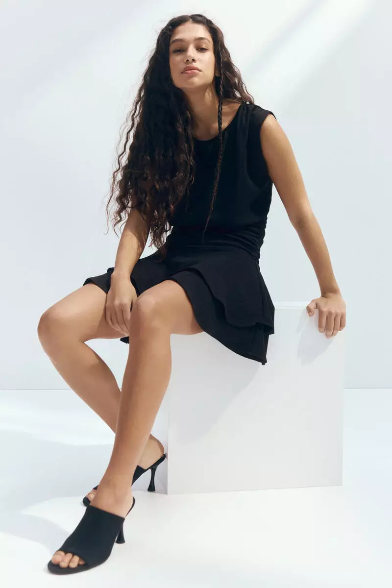 Crinkled tiered dress