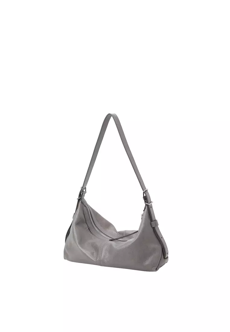 ALLEGRA Demi Hobo 單肩袋 - 復古油蠟灰色