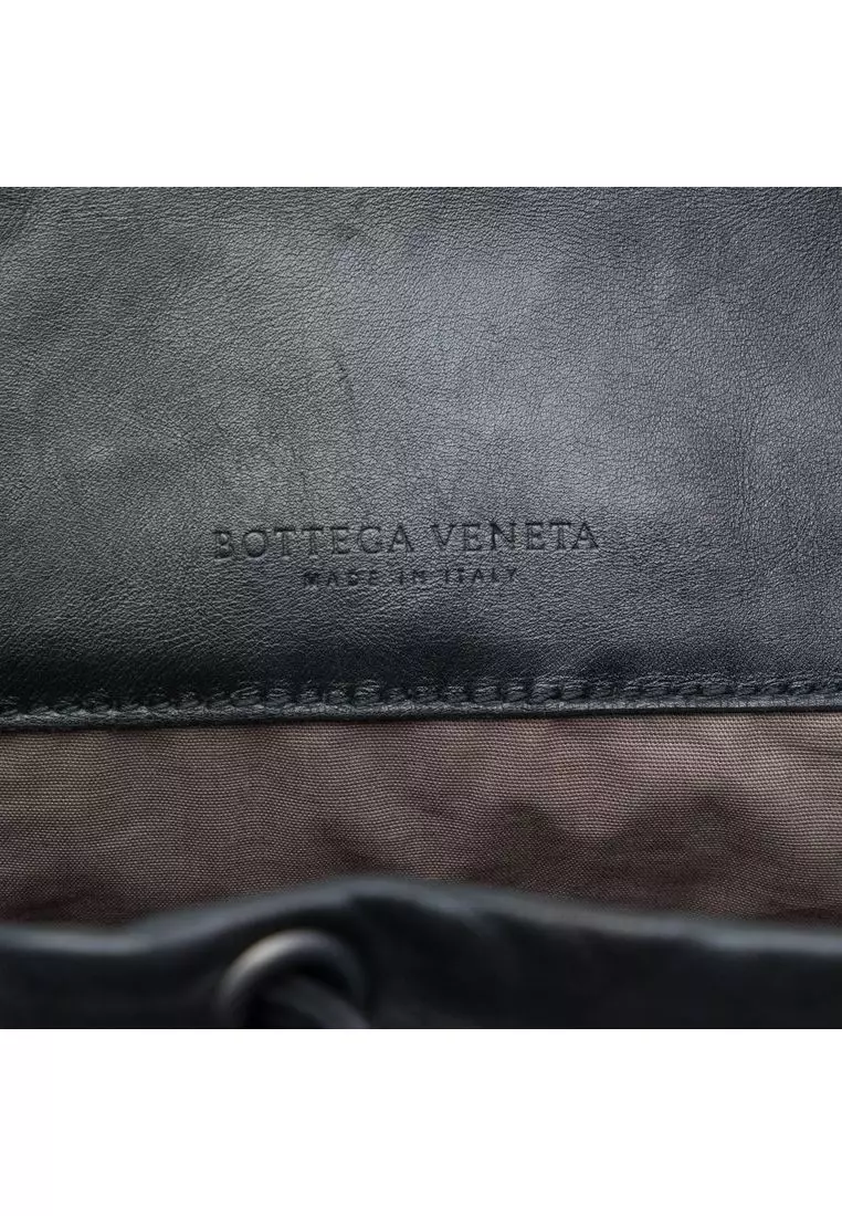 Pre-Loved Bottega Veneta Intrecciato Trimmed Leather Drawstring Backpack