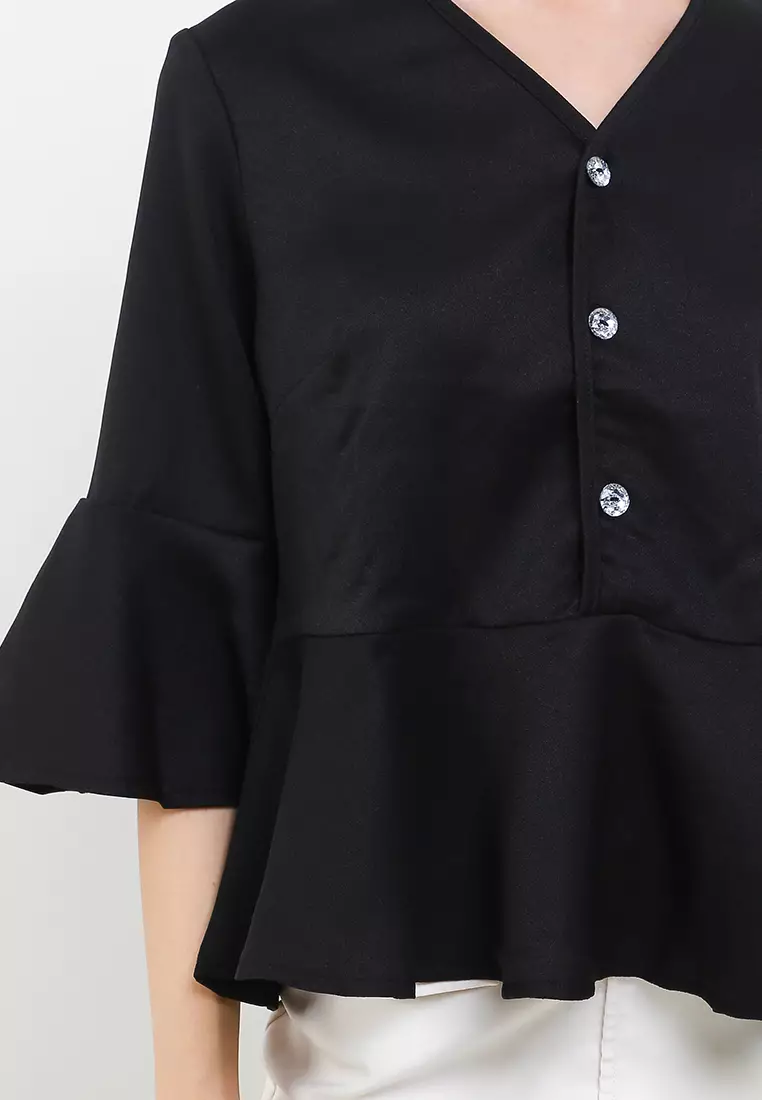 Ruffle Blouse with Crystal