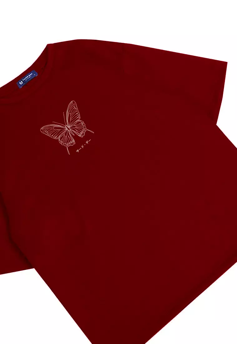 MTW16 Kaos Butterfly Kupu Kupu Oversize Tebal Scuba maroon