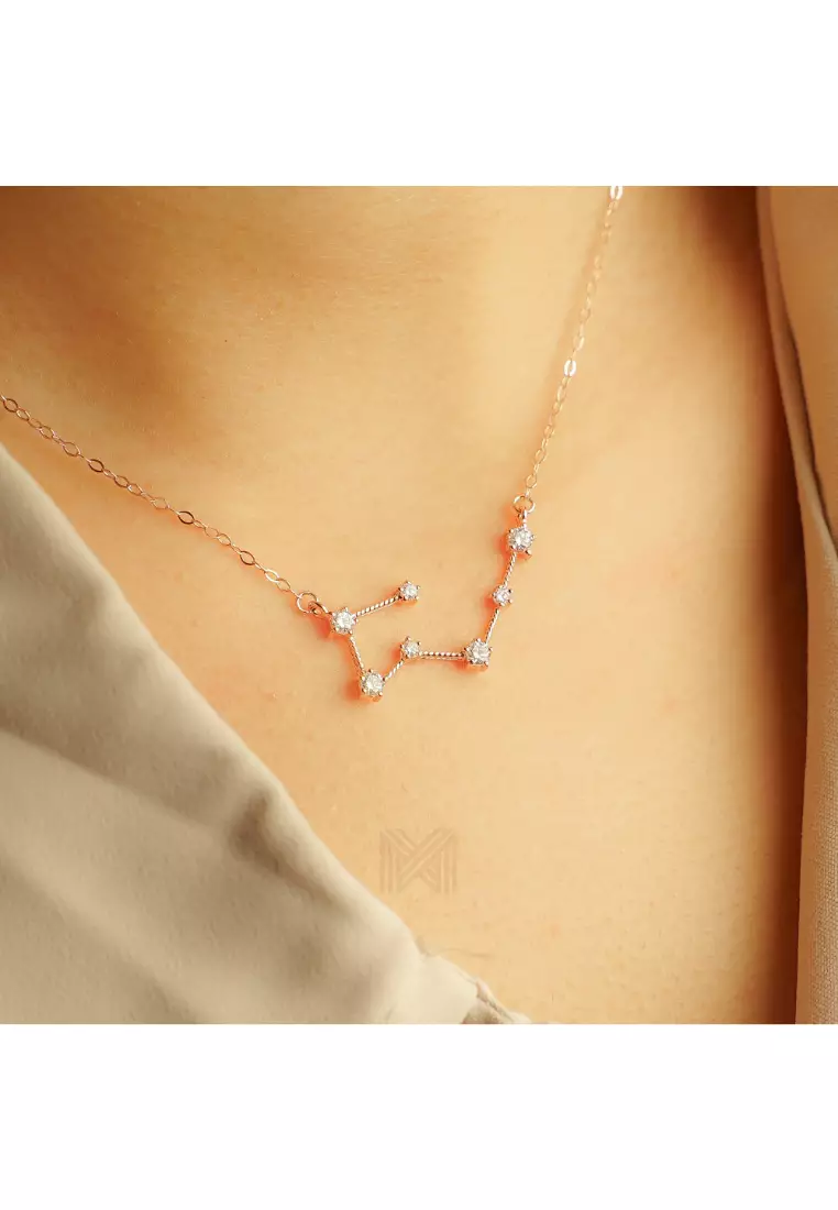 Match The Stars Taurus Constellation Rose Gold Necklace with 925 Sterling Silver
