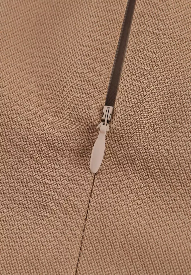 Metallic Button Mock Neck Dress