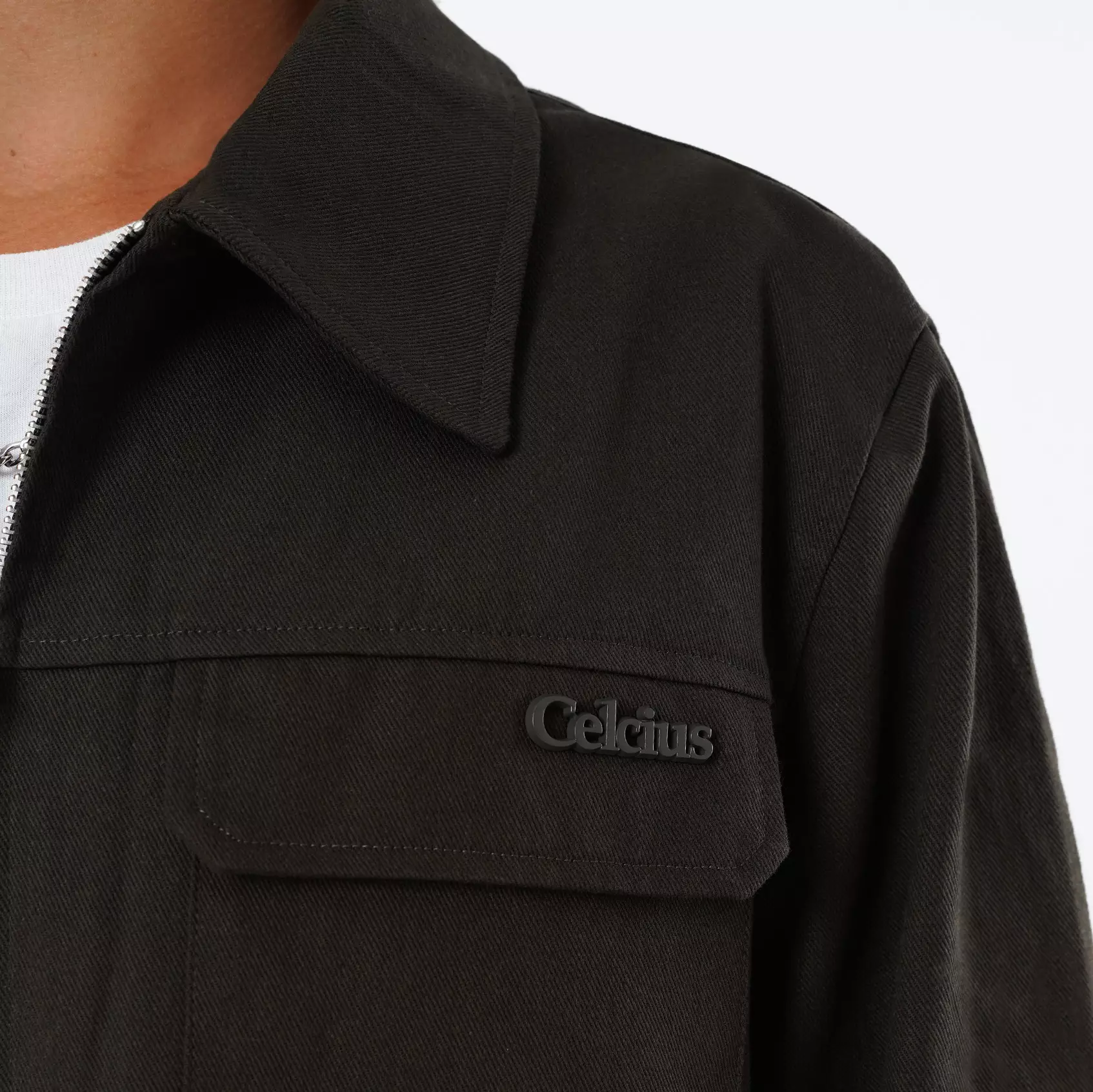 CELCIUS Relaxed Fit Zip Up Jacket Overshirt I31000412C Dark Green