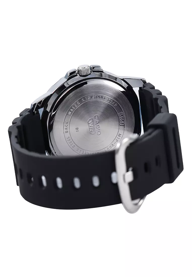 Casio - Jam Tangan Analog Pria - Silver - Black Rubber Strap - MTP-VD01-1E