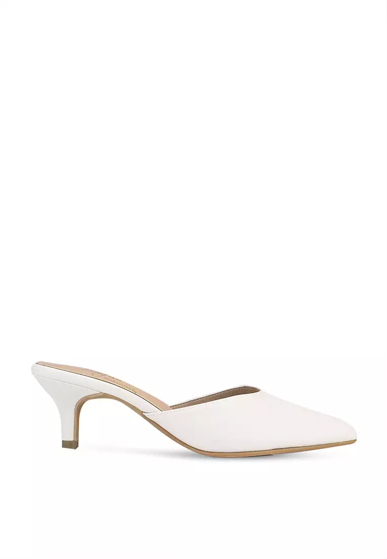 White sale slingback mules