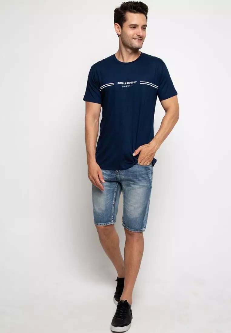MTF87 simple does it double line navy kaos pria