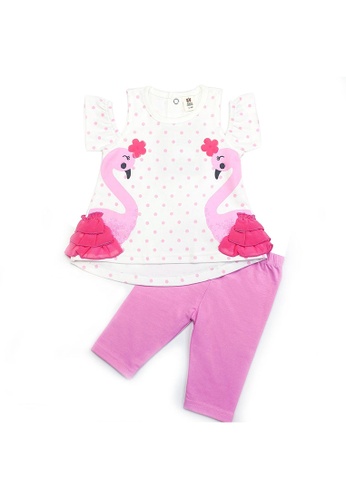 Toffyhouse white and pink Toffyhouse Birds of a Feather Top & Leggings Set 17AD0KA1589854GS_1
